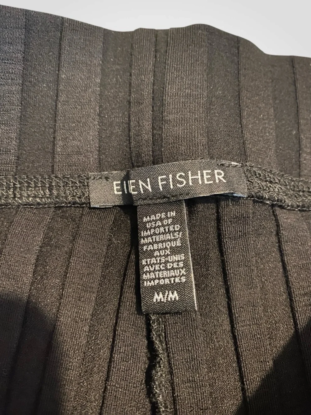 Eileen Fisher Black Ribbed Wide-Leg Cropped Pants with Side Slits NWOT Size M - Picture 13 of 14